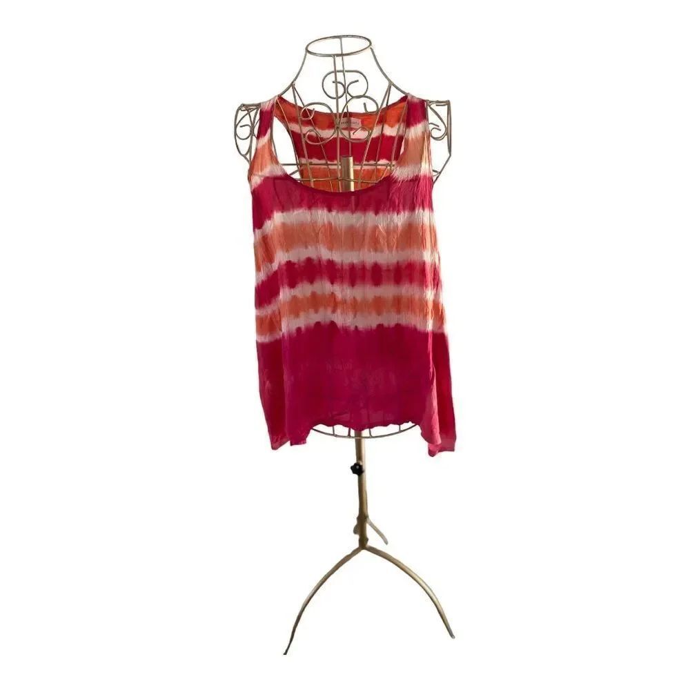 Ben and Lucia Aurora Tie Dye Silk Tank Top Size S Pink
